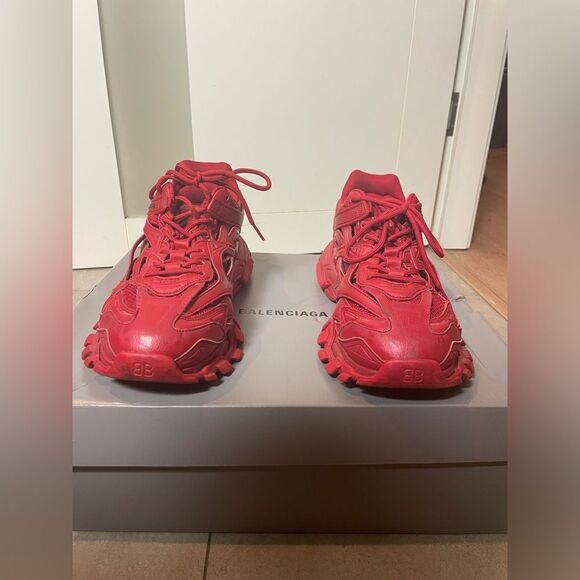 Red Balenciaga Triple S Runners - Size 13 - Lowtops Red Y2K Sneakers - Gorpcore - Picture 3 of 6